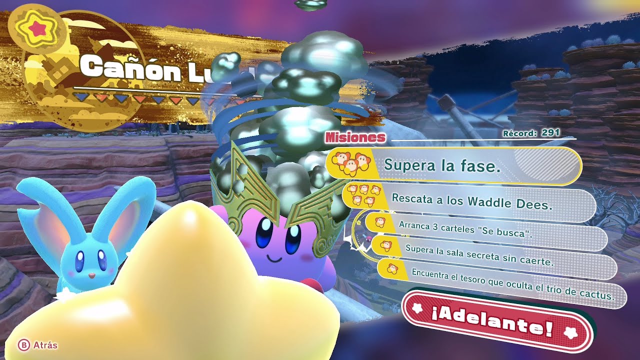 CAÑON LUZ DE LUNA 100% WADDLE DEE Y MISIONES TUTORIAL KIRBY Y LA TIERRA OLVIDADA