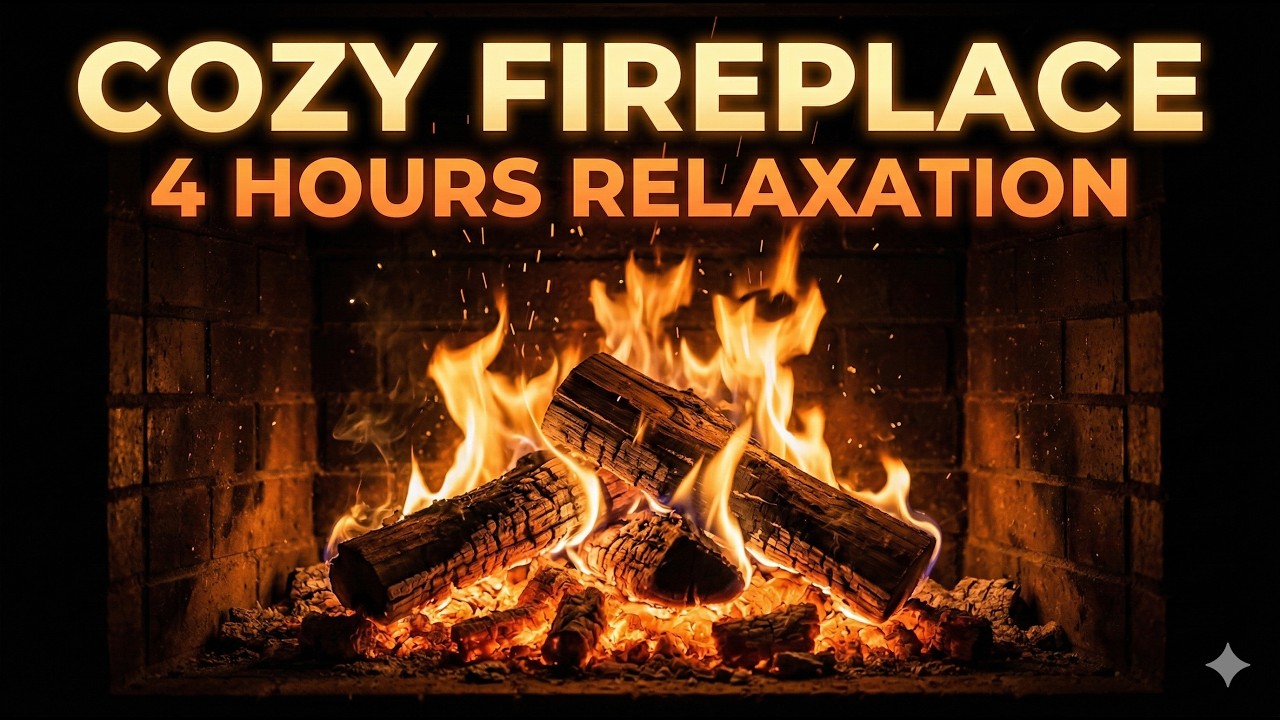 4 Hours Crackling Fireplace - Cozy Fire Sounds for Sleep and Deep Thinking