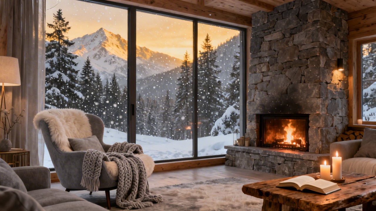 Winter Cabin Ambience ❄️ Soft Piano & Fireplace Sounds for Deep Sleep and Relaxation 2