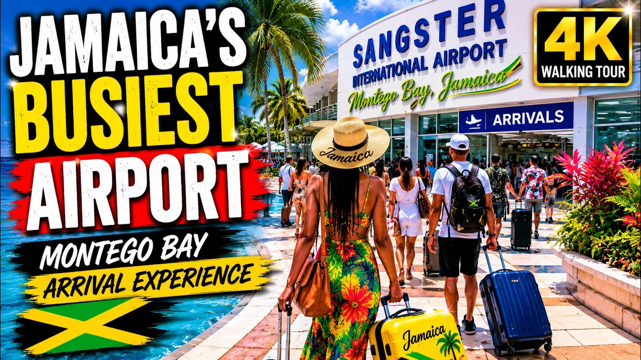 Montego Bay Airport, Jamaica, Walking Tour, 4K
