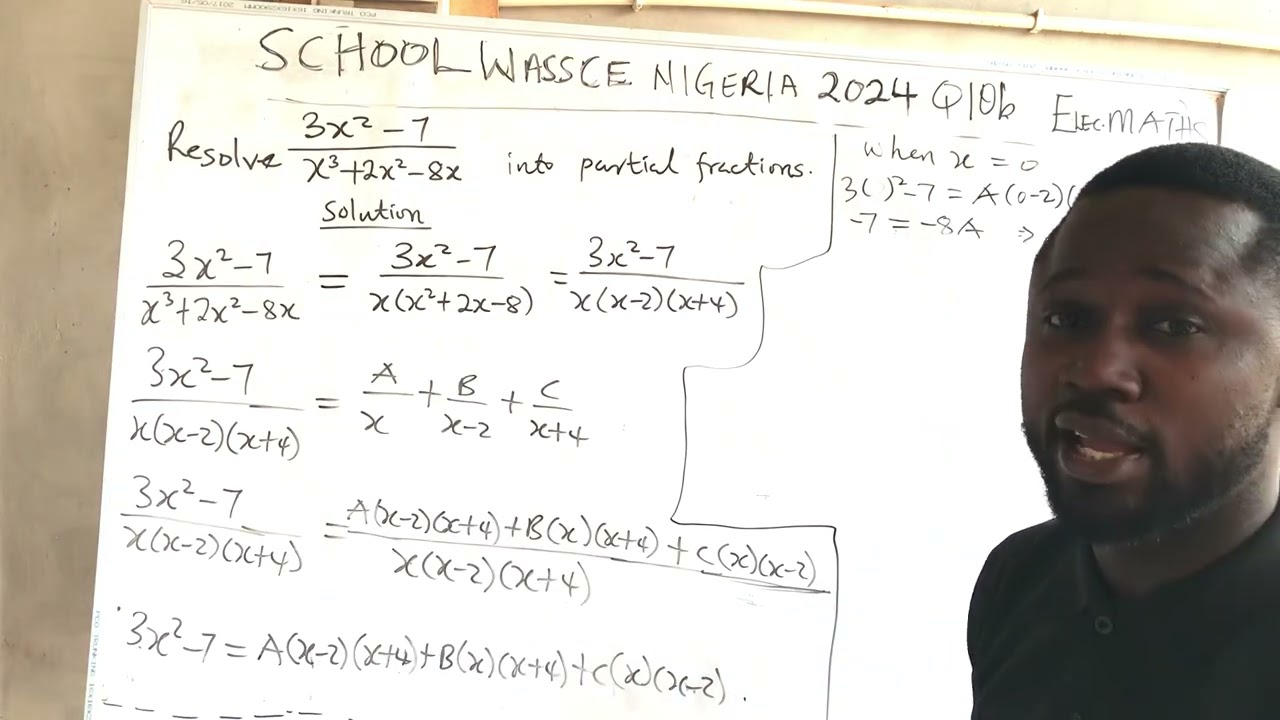 Elective/Further Mathematics WASSCE Nigeria 2024 Q10b on Partial Fractions.