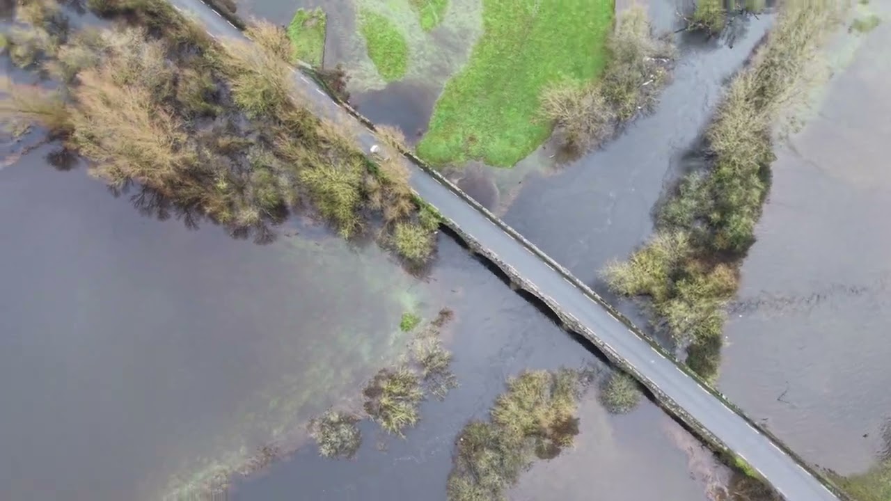 Flooding 4k drone footage Kilkenny Ireland 