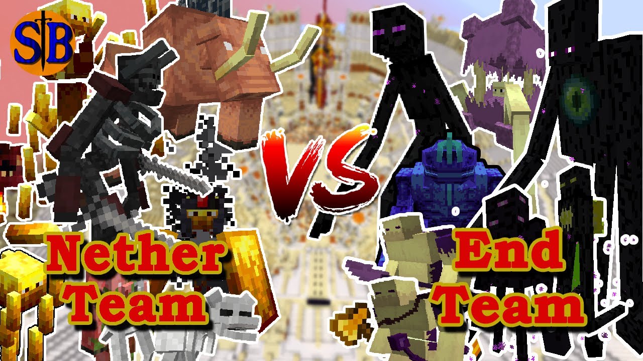 Nether Mobs Team vs End Mobs Team | Minecraft Mob Battle