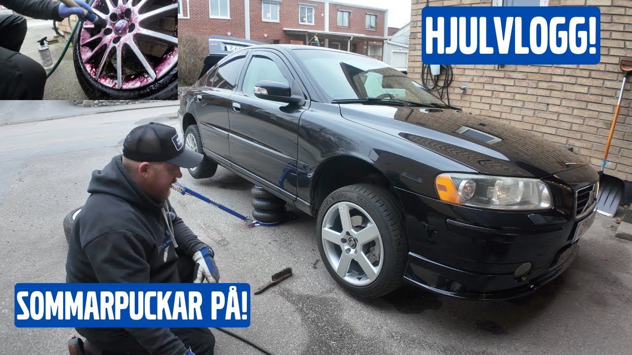 Sommarhjul och en riktigt envis skitig vinterfälg till min Volvo S60