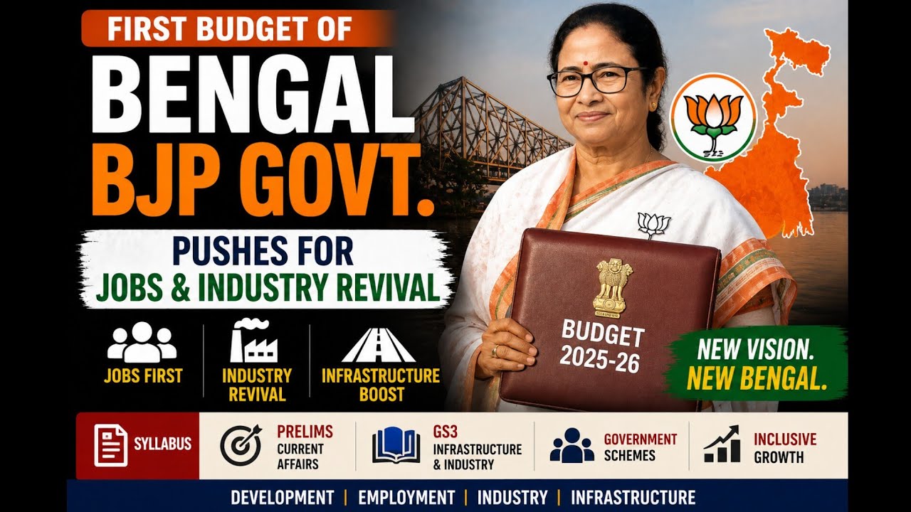 Bengal BJP Government's First Budget |Big Push for Jobs, Industry Revival & Infrastructure #upsc2027