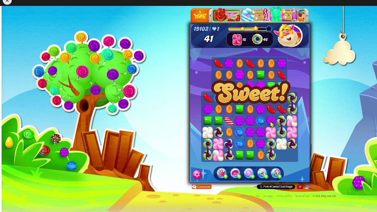 Candy Crush Saga, уровень 19102 — осталось 45 бонусных ходов! Победа благодаря идеальной стратегии.
