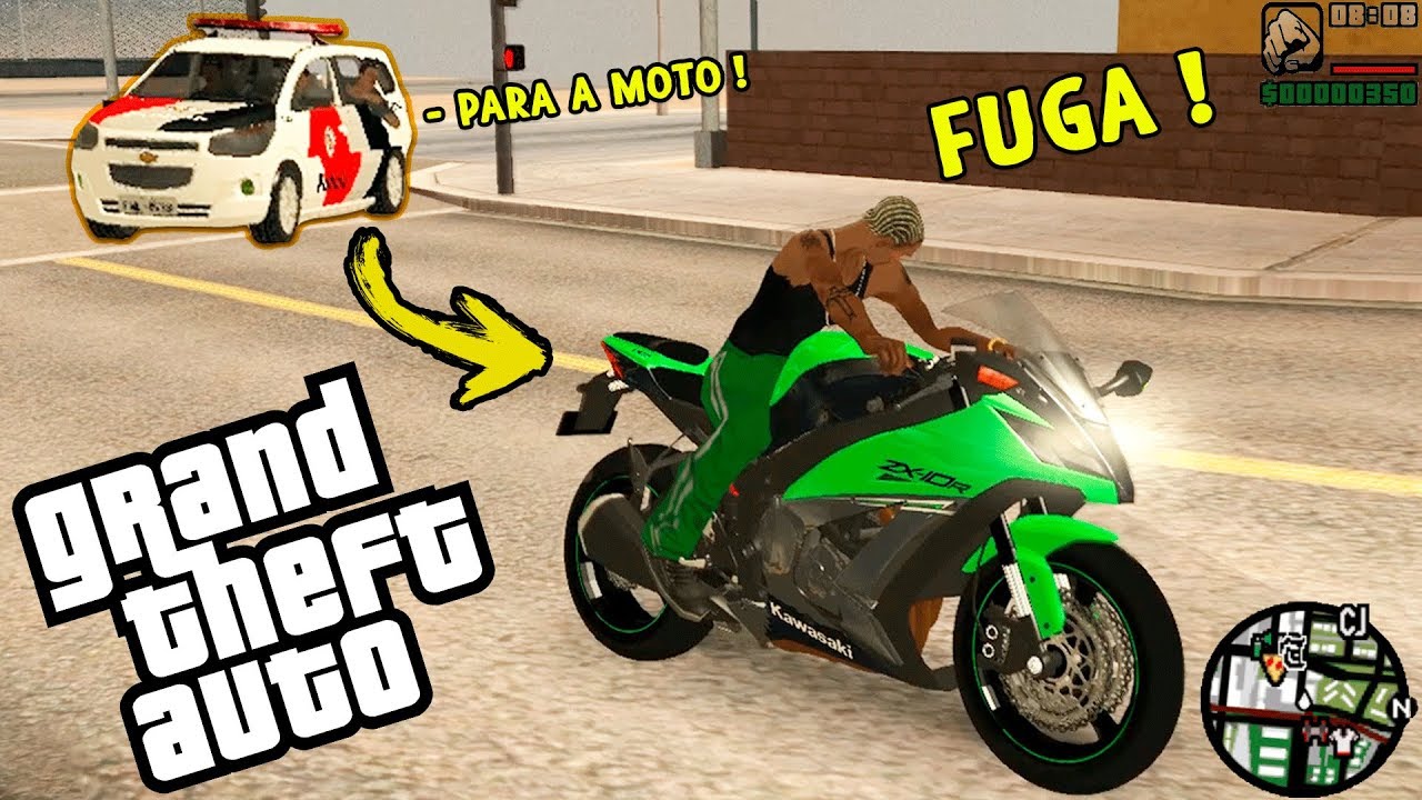 GTA MTA ROLEPLAY - FUGA NA POLICIA DE KAWASAKI NINJA ! - Brasil Gaming Online