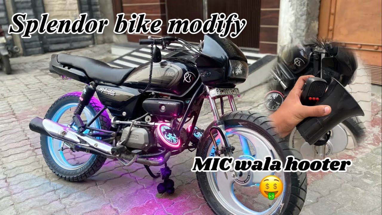 Splendor bike modify || mic 🎤wala hooter 🔥// vip siren installing inbike 🚀🐍// @jagdeep.modify 