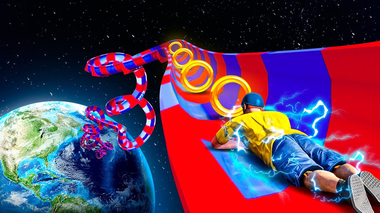 Jeffy Slides Down SONIC WATERSLIDE From SPACE in GTA 5!