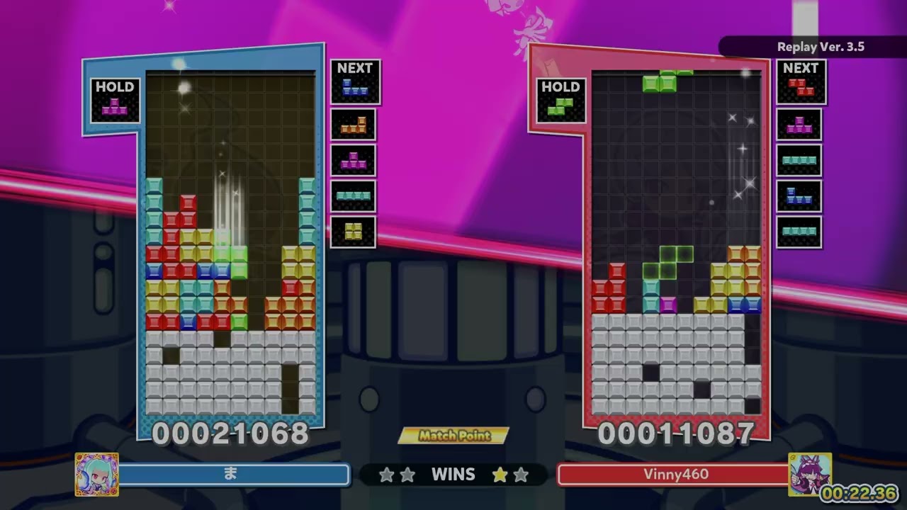 Insane Match against very good player CRAZY TOP OUT ANIMATION @ end of round 1 (puyo puyo tetris 2)