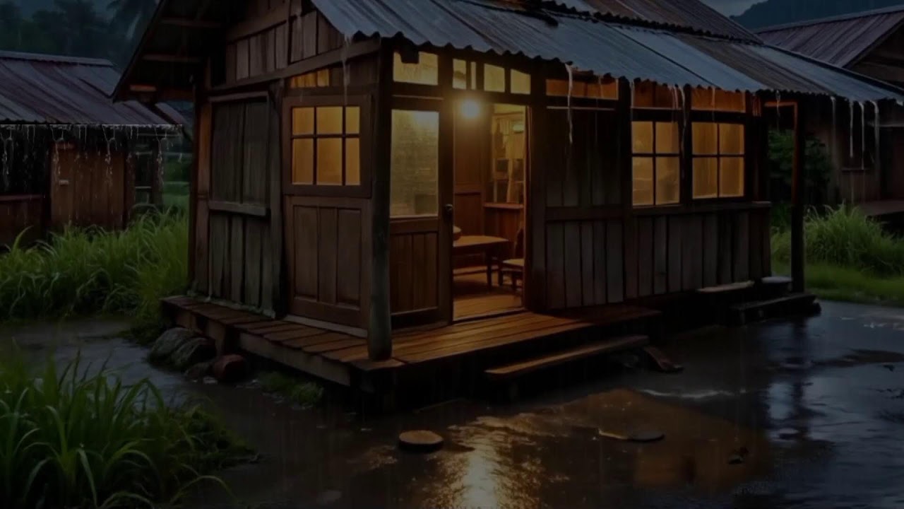 🌧️ Heavy Rain Falling on a Cozy Forest Cabin at Night | Deep Sleep Sounds