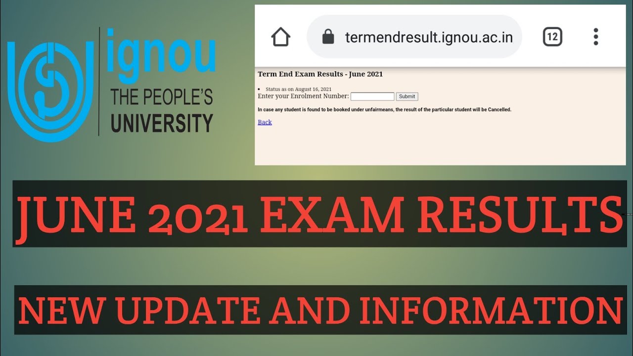 BREAKING NEWS IGNOU JUNE 2021 EXAM RESULTS RELEASED MUST WATCH