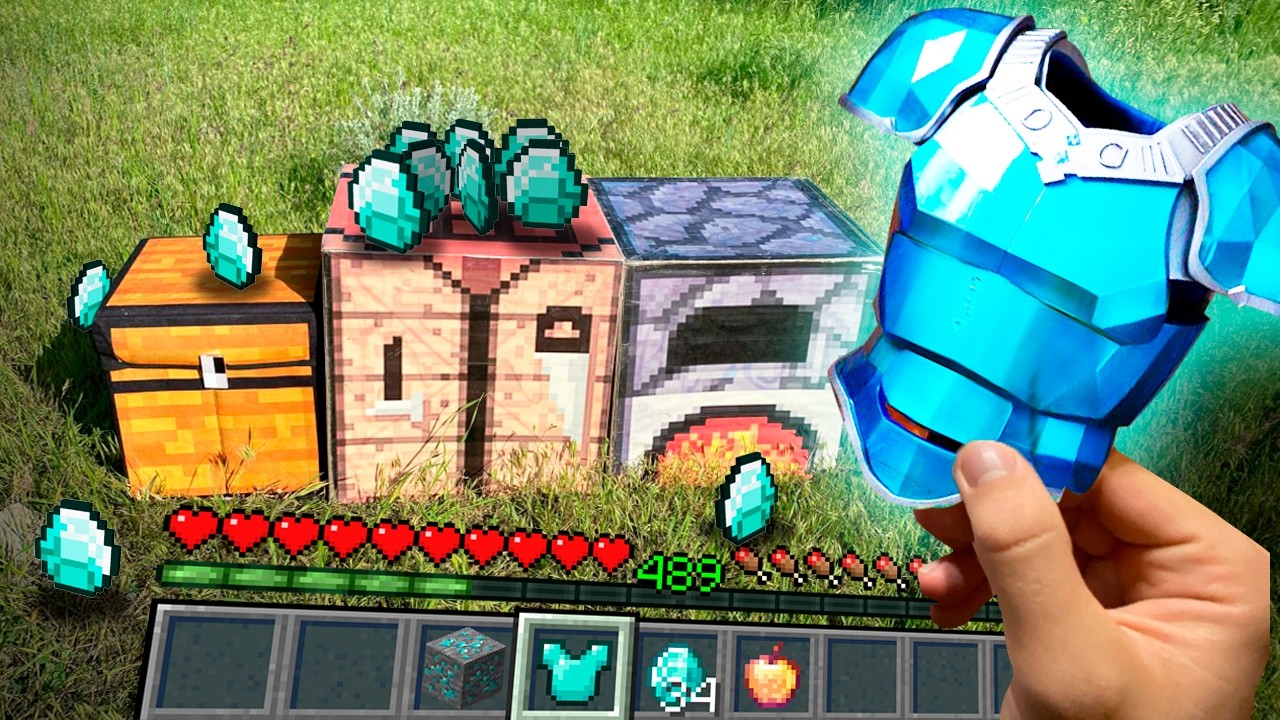 Minecraft in Real Life POV MOVIE CRAFTING DIAMOND GUN - Realistic Minecraft vs real life