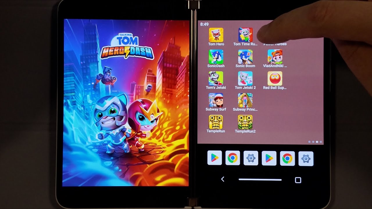 Talking Tom Hero Dash vs Time Rush - Characters Review - Microsoft Surface Duo Gameplay