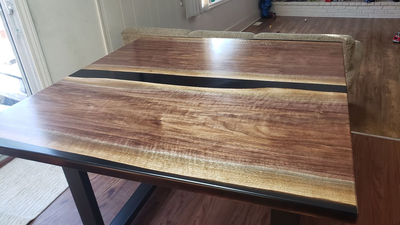 Black walnut epoxy table, build from tree to table(No sound)