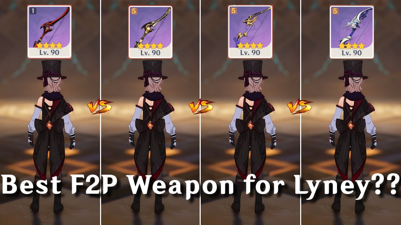 Lyney Weapon Comparison !! Best F2P Weapon for Lyney?? [ Genshin Impact ]