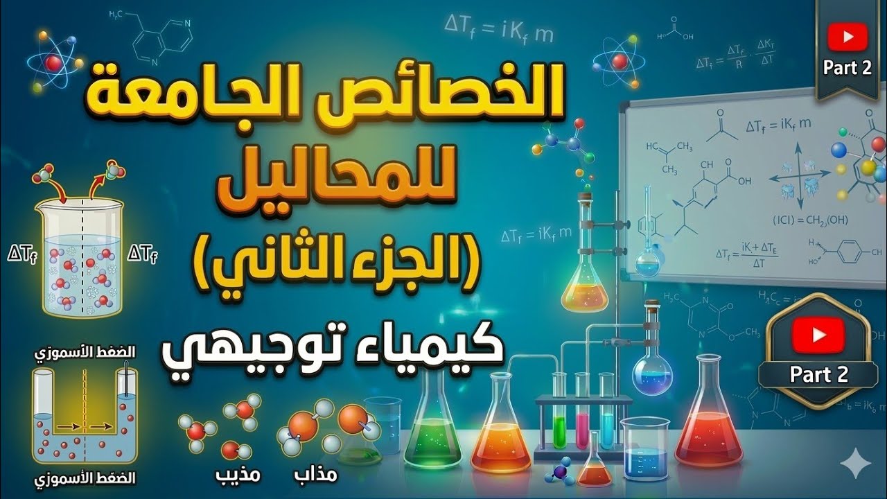 الخصائص الجامعة للمحاليل  ( الجزء الثاني ) -الدرس الثاني - كيمياء توجيهي | د.حمزة القضاة 