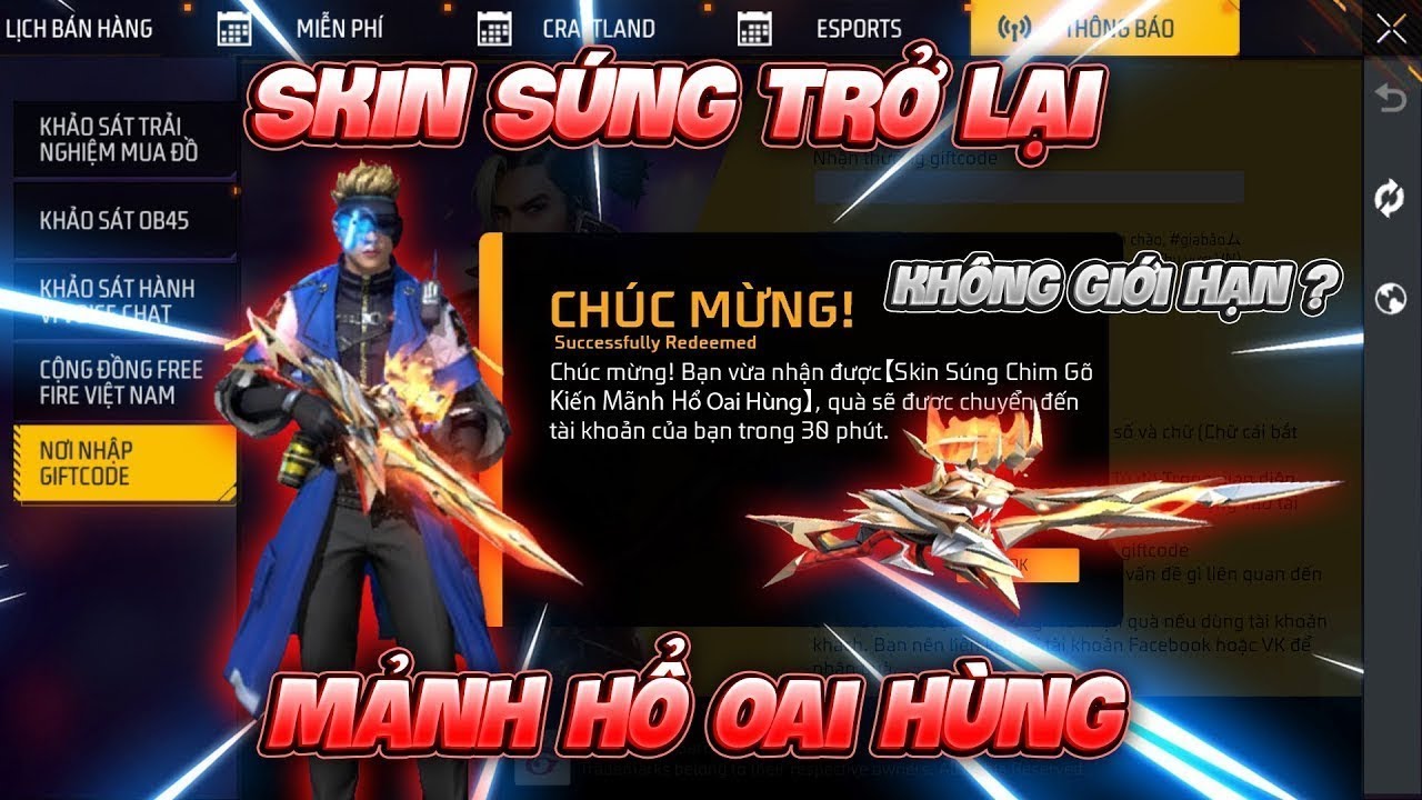 [FREEFIRE] Hướng Dẫn Nhận Skin Súng Nâng Cấp Chim Gõ Kiến Mãnh Hổ  Từ Nhà Sáng Tạo FF #freefire
