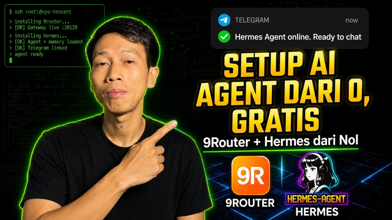 Tutorial Install AI Agent Sendiri dari Nol - 9Router + Hermes ke Telegram