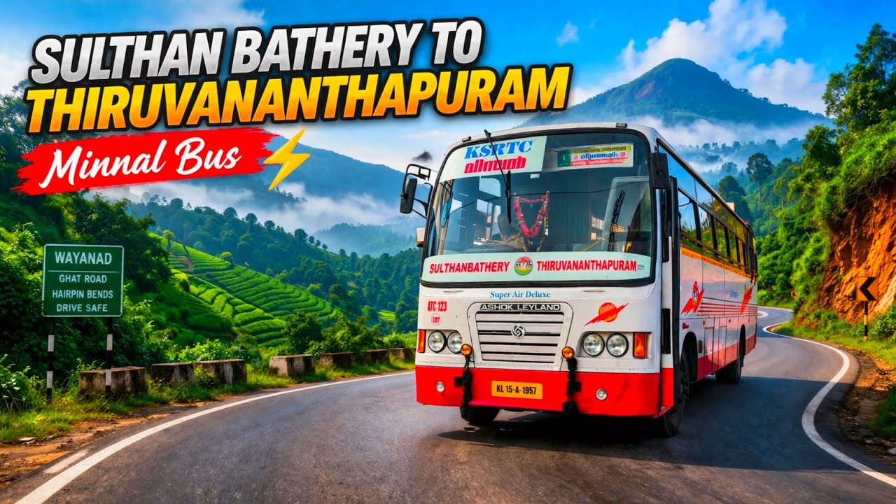 Super Fast Minnal Bus 🚀 Sulthan Bathery to Thiruvananthapuram | KSRTC Full Journey Vlog
