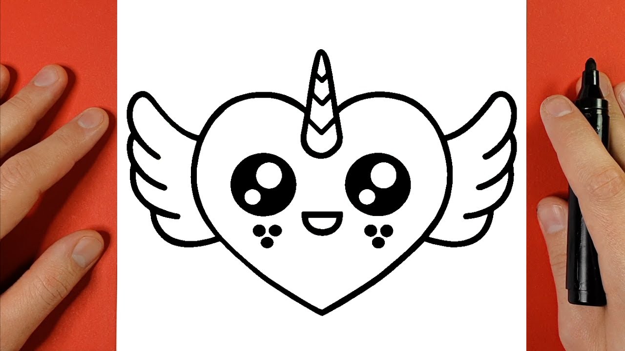 Comment dessiner un Emoji Coeur Licorne avec des Ailes d'ange Kawaii - TUTO DESSIN