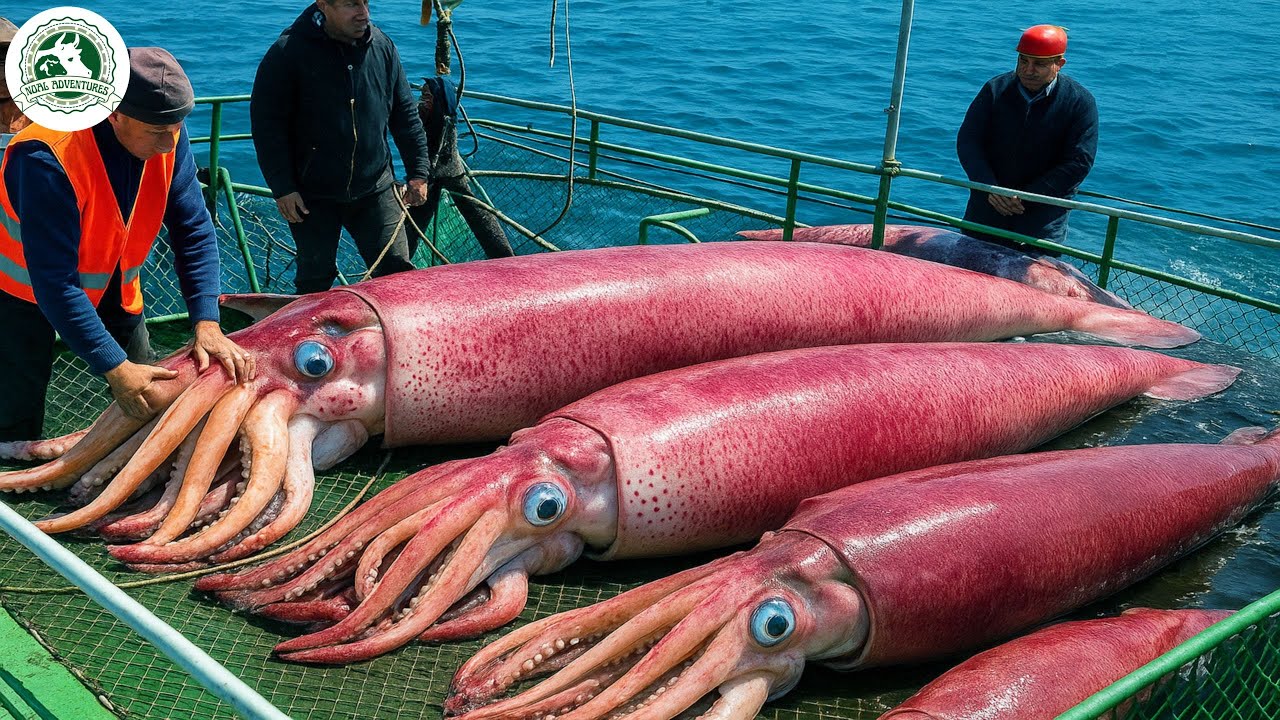 Millions of Jumbo Squid Caught by Fishermen &ndash; Inside the Modern Seafood Processing Line