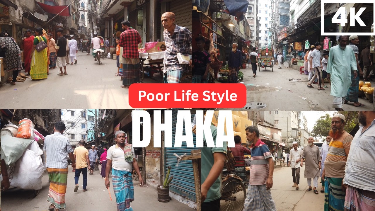 Dhaka Islambag Poor And Dity Area Street Walking Tour At Day Time. Bangladeshi Poor Life In Dhaka