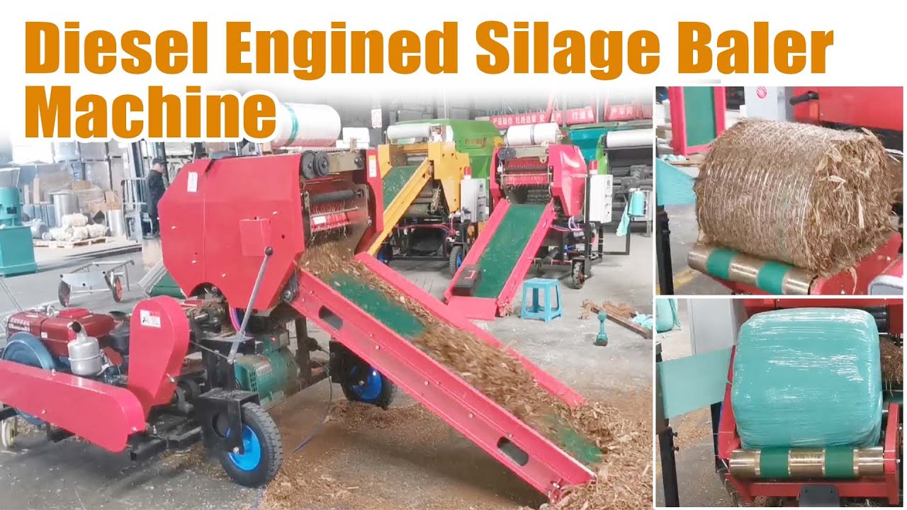 Efficient baling and wrapping machine in action: ultimate silage solution! #cornsilage