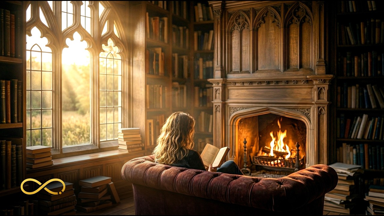 Cozy Rainy Library 🌧️ Soft Jazz & Fireplace (1 Hour Loop &bull; Made from Your Votes)