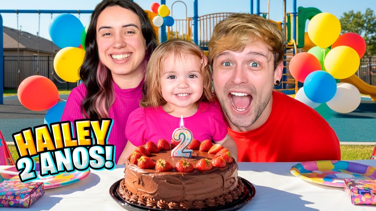 SURPRESA de ANIVERSÁRIO de 2 ANOS da HAILEY! Ela chorou! Pai Também Vloga