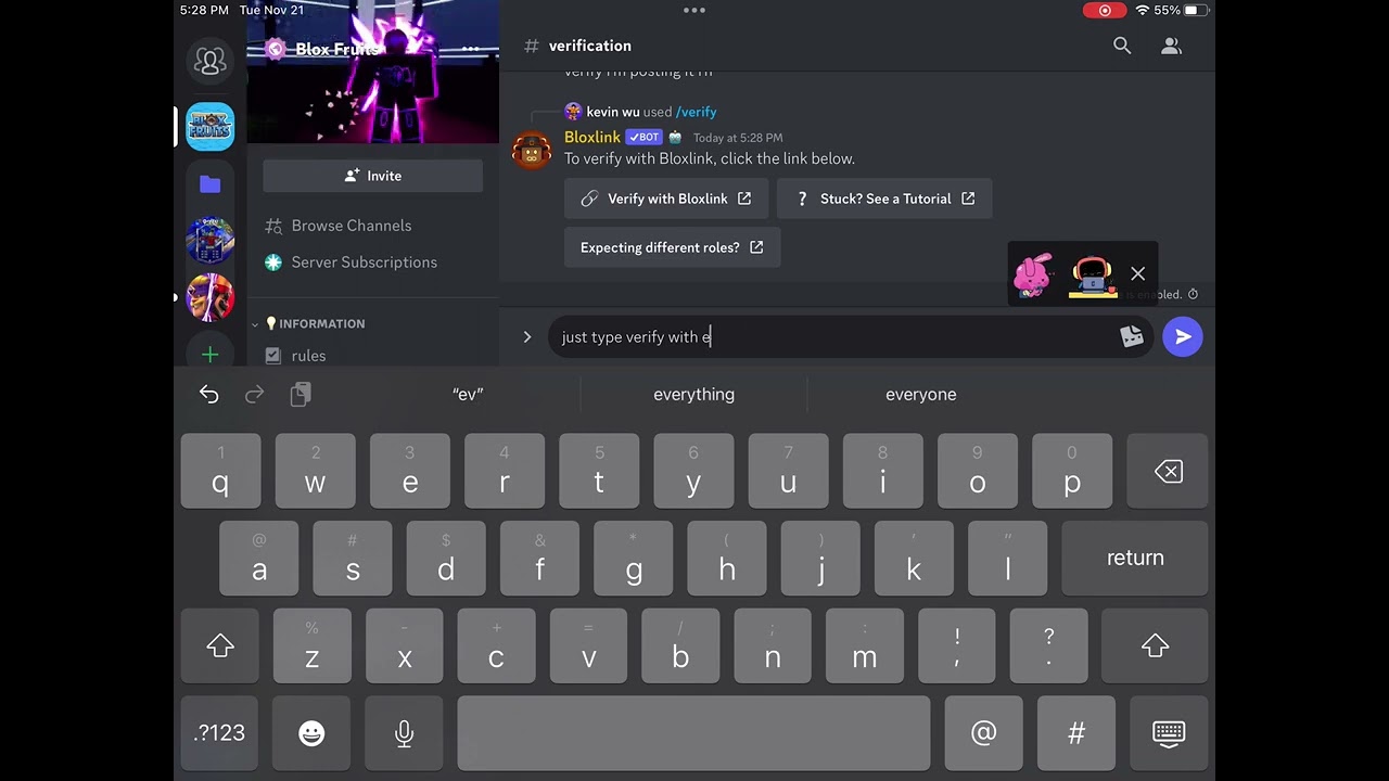 How to post chat is Blox Fruits Discord server