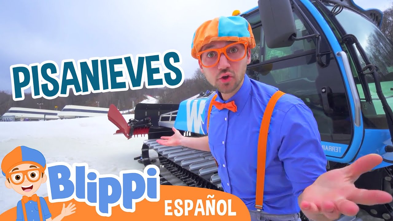 Blippi usa pisanieves en el centro de esquí