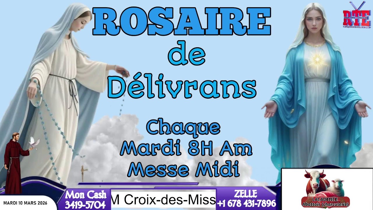 ROSAIRE de Délivrance || Messe Midi || Mardi 10 Mars 2026