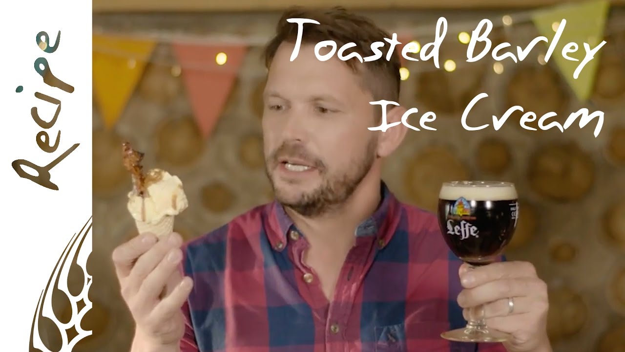 Jimmy's toasted barley ice cream with Leffe Brune salted caramel sauce
