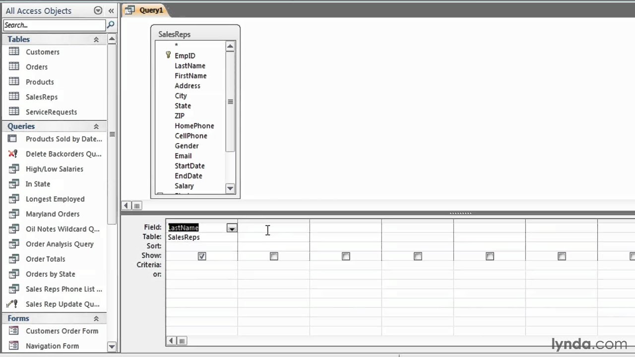 Access Tutorial - How to add fields to a query