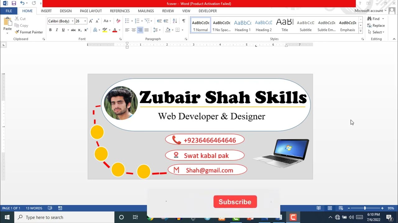how to design facebook cover photo in MS word