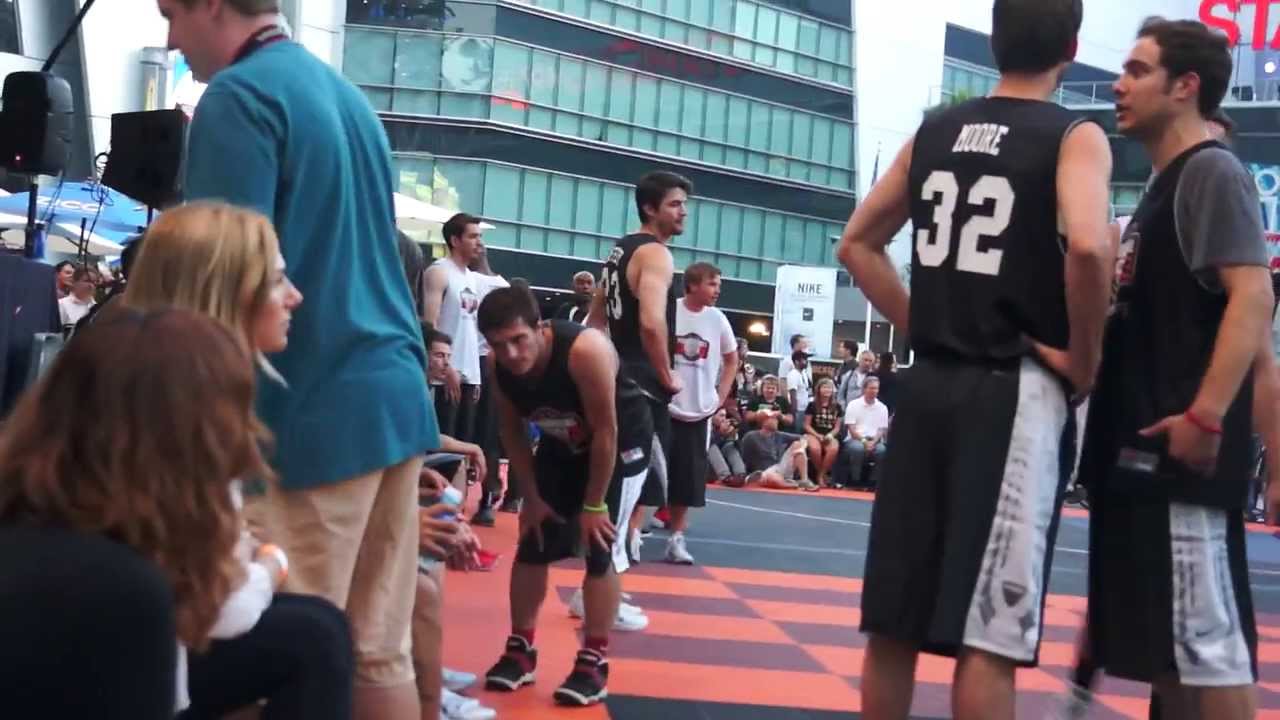 Josh Hutcherson's Straight But Narrow Celeb Bball Game Watch Josh Dance And Play Ball (8-9-13)