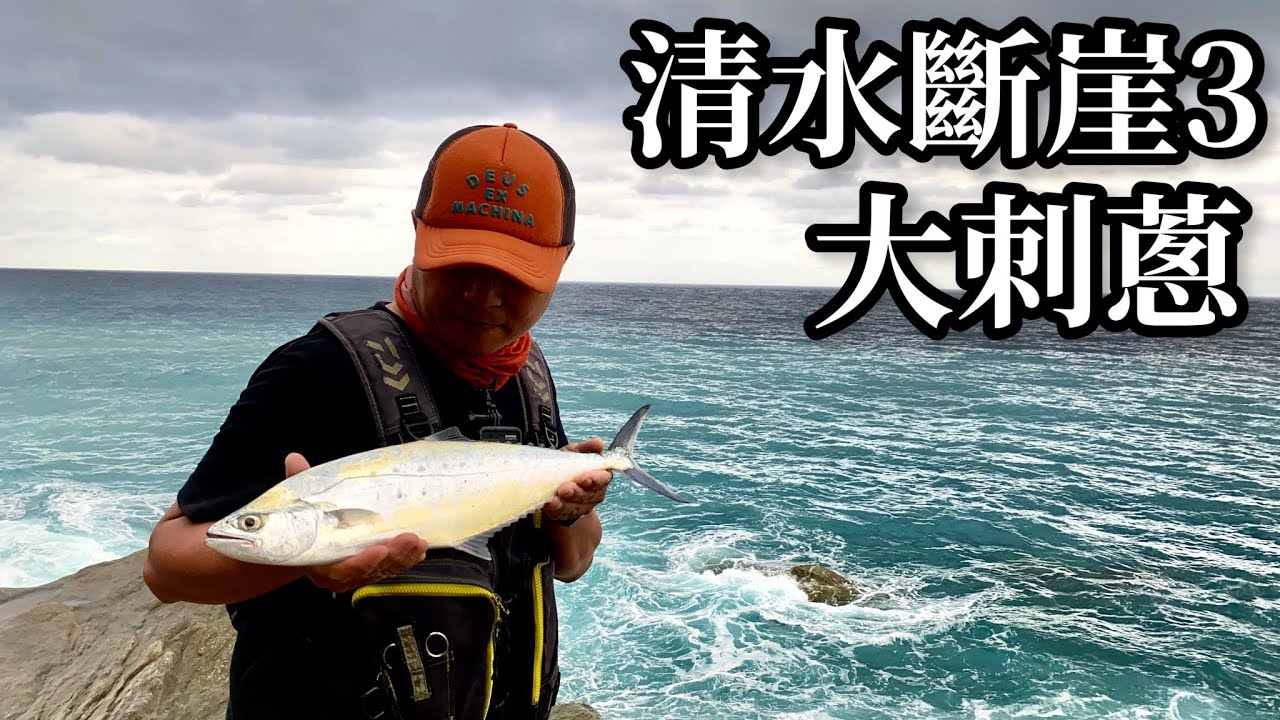 差點掉下懸崖終於在清水斷崖釣到大魚了冒著生命危險釣魚跟戰爭一樣這麼淺的沙地竟然有怪物啊