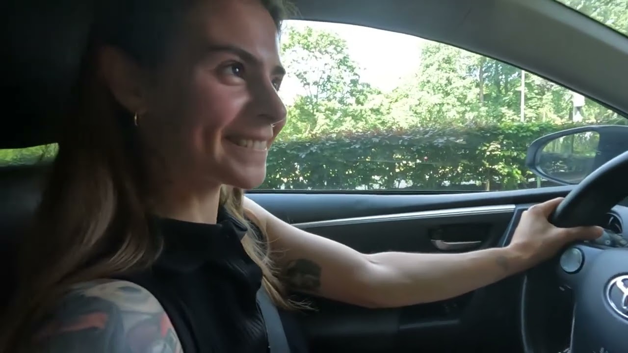 Russian teacher driving in heels 