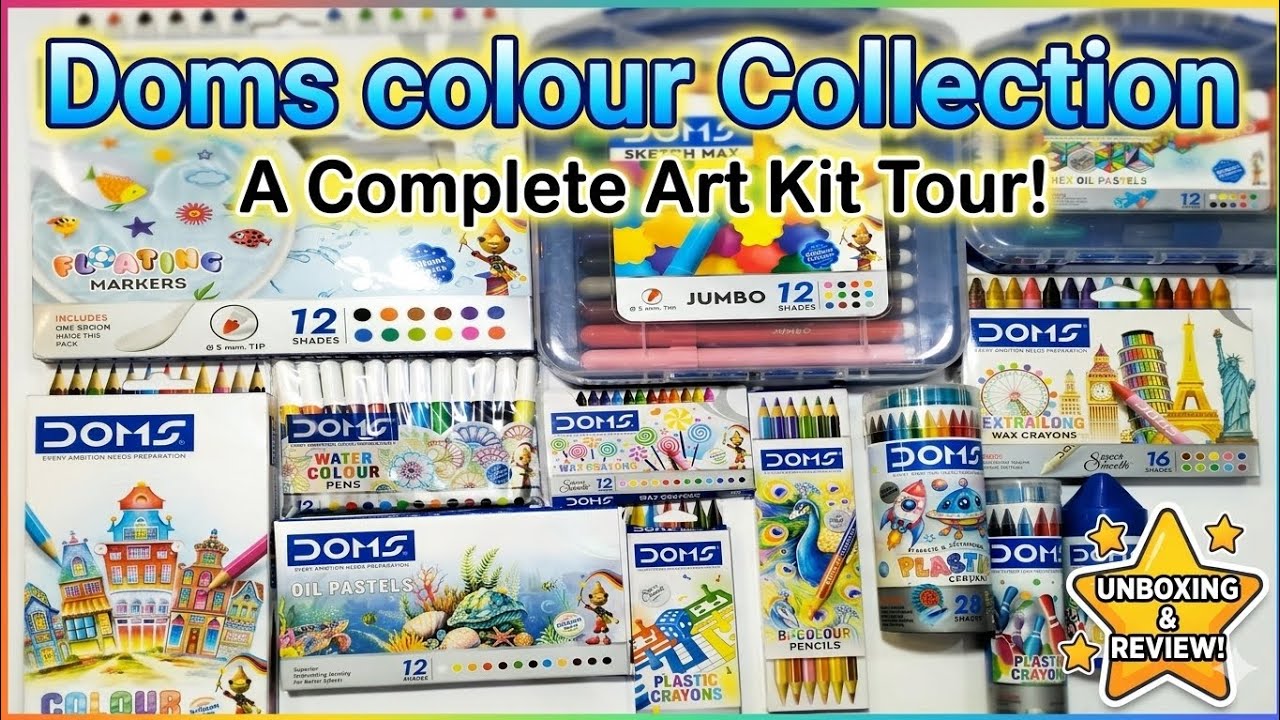 DOMS Colour Collection Unboxing | Best Kids Stationery Haul | Markers, Crayons & Oil Pastels