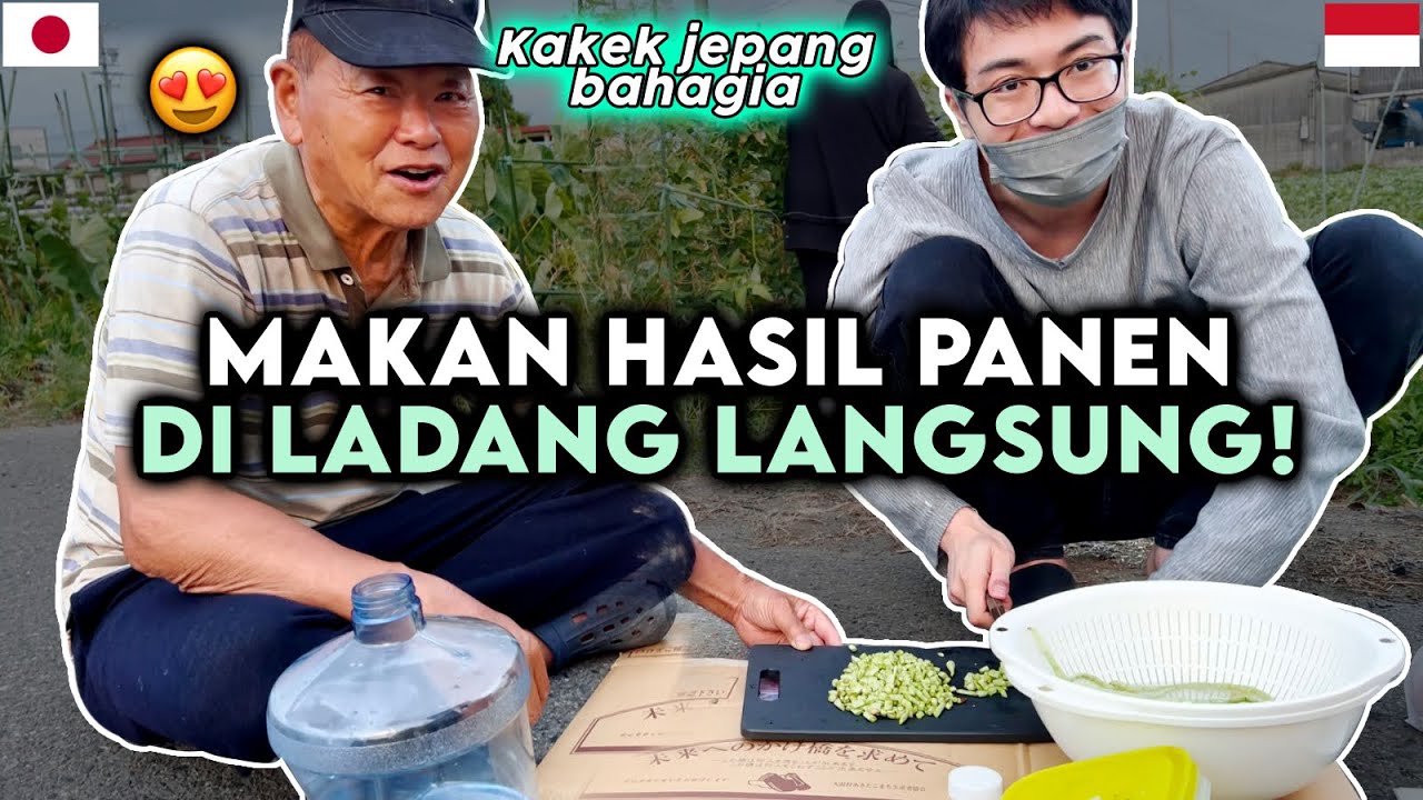 Kakek jepang heran melihat cara cucu2 Indonesianya bikin makanan tradisional Indonesia di ladang