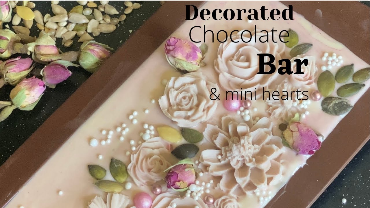 Designer Chocolate Slabs How to make | Decorated with mini chocolate flowers 