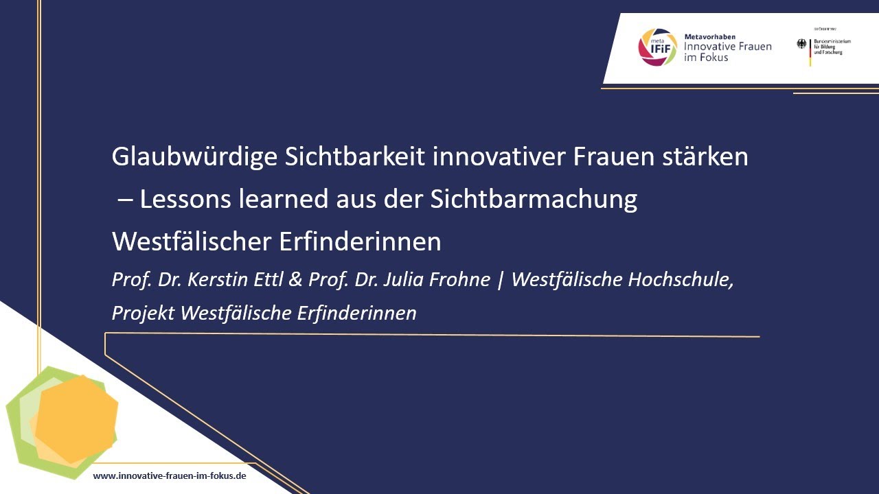 meta-IFiF Fachtagung: Westfälische Erfinderinnen | Prof. Dr. Kerstin Ettl & Prof. Dr. Julia Frohne