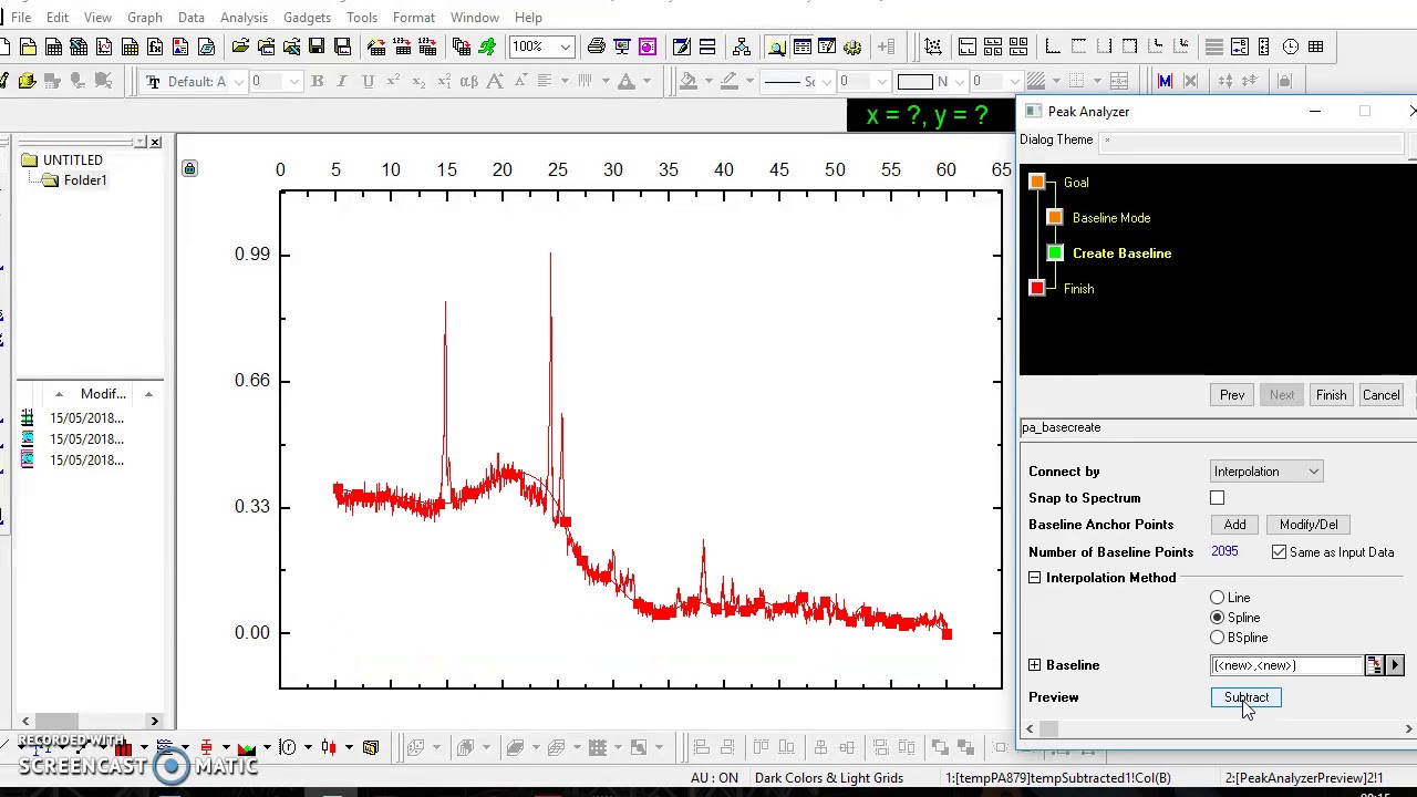 Graficar espectro DRX en Origin 8.