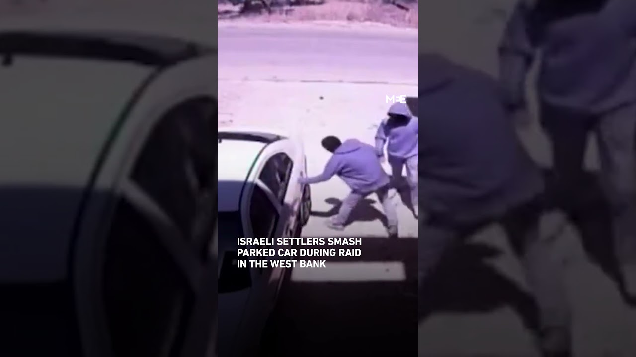 Israeli settlers smash parked car during raid in the West Bank
