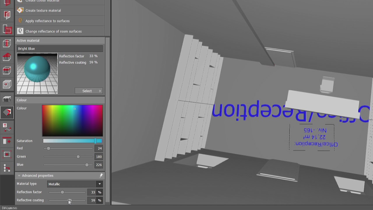 DIALux evo Tutorials for Beginners part 4 – Adding colors, textures and furniture