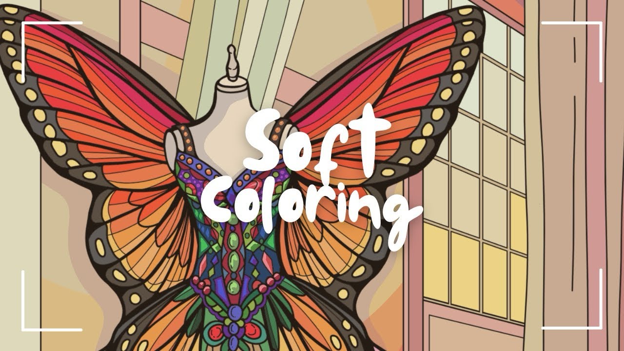 Relaxing Soft Coloring 🦋 | Butterfly Dress Color by Numbers | Calm & Mindful Coloring