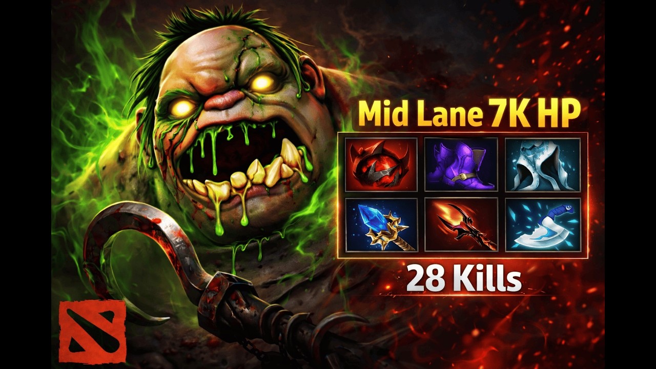 7K HP MID PUDGE - They Didn't Expect This Build | Dota 2 Pudge Gameplay