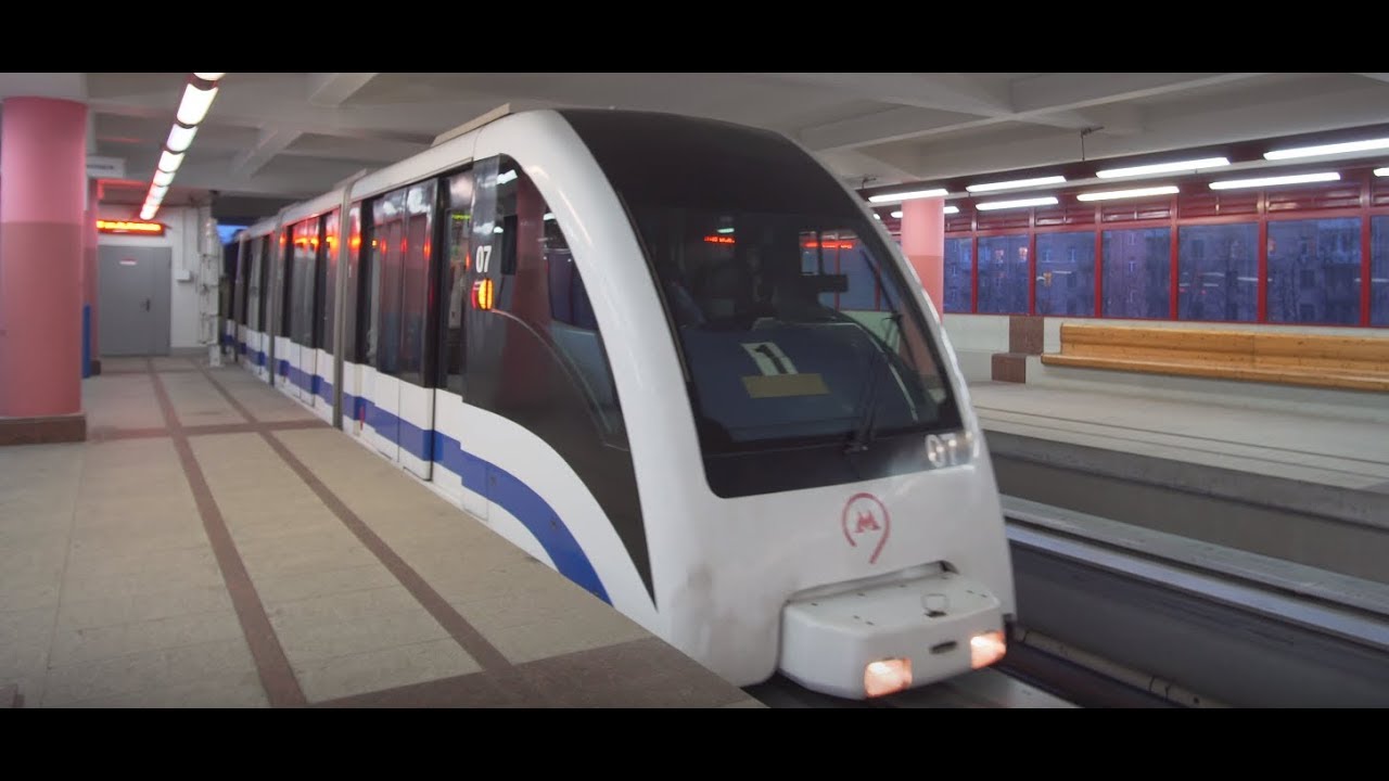 Russia, Moscow, monorail ride from Улица Академика Королёва to Тимиря́зевская