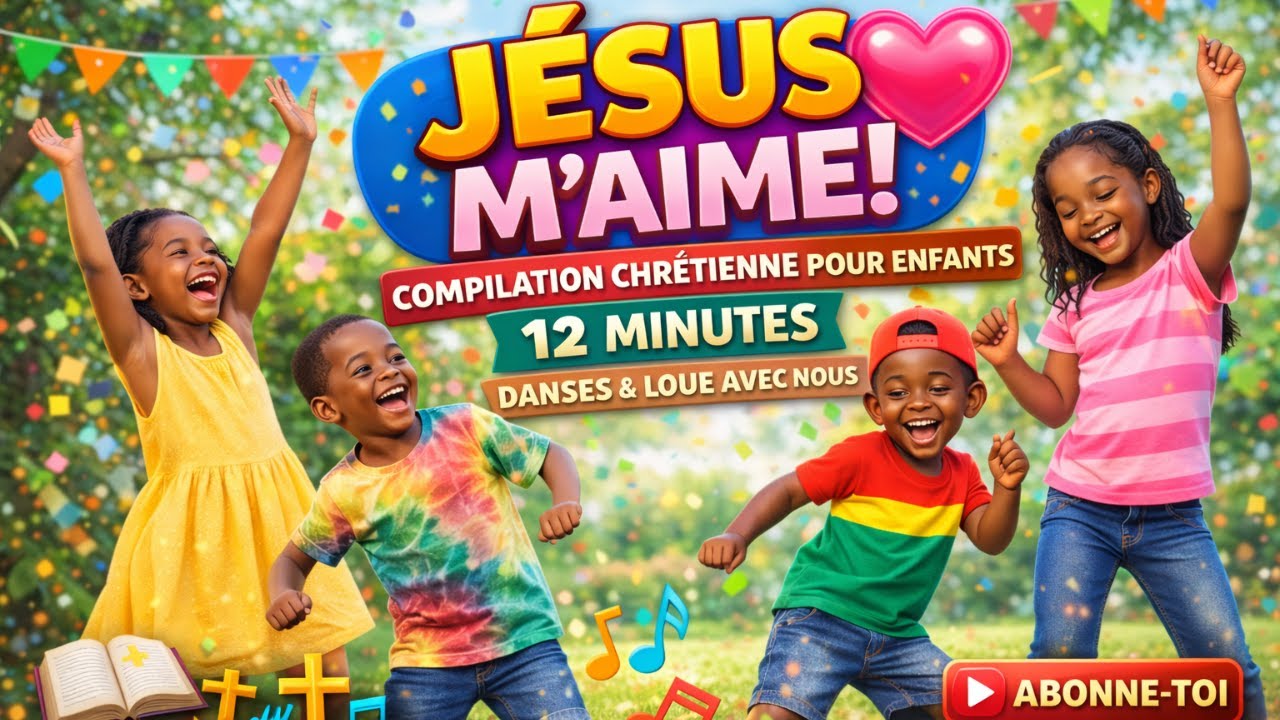 JÉSUS M’AIME 💖 | 12 Minutes de Chants Chrétiens Enfants | Makossa Gospel Joyeux & Dansant